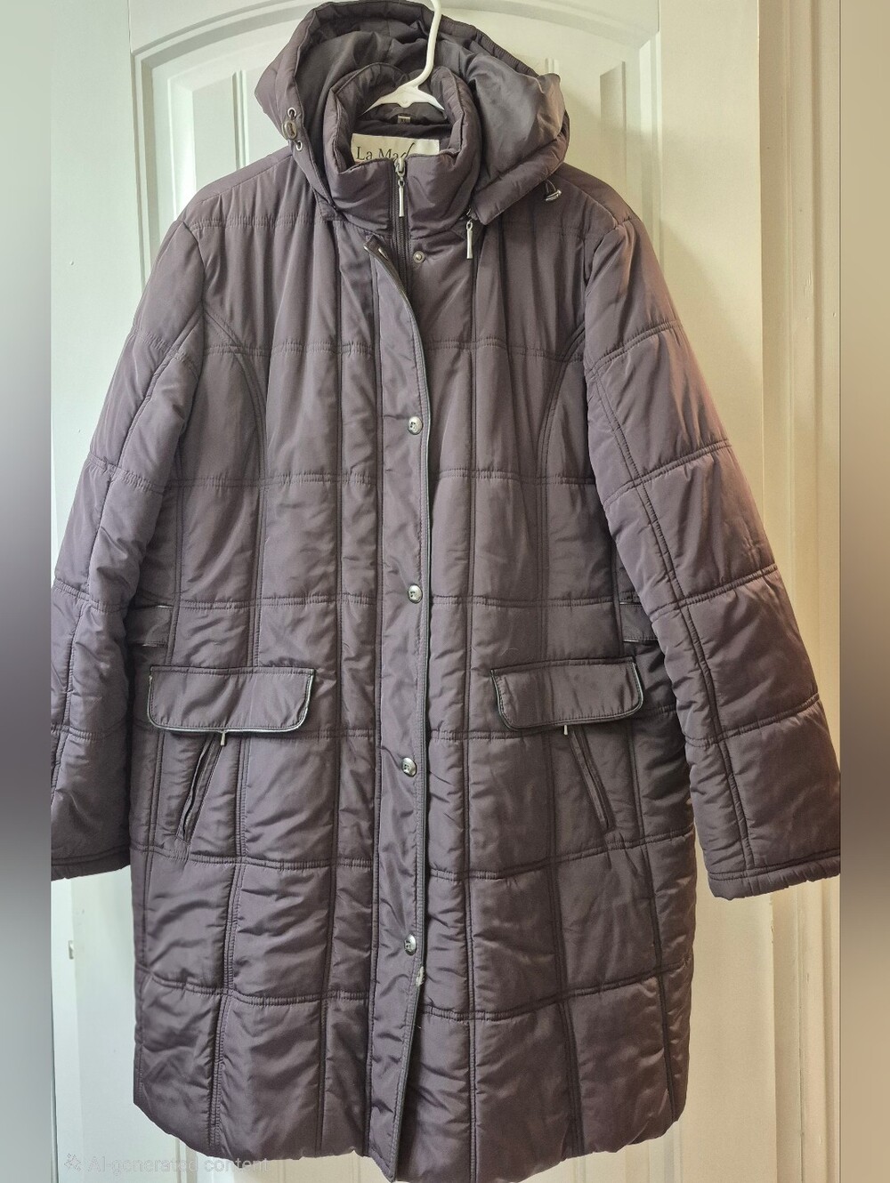 Womens La Madona Quilted Long Winter Coat Size XL